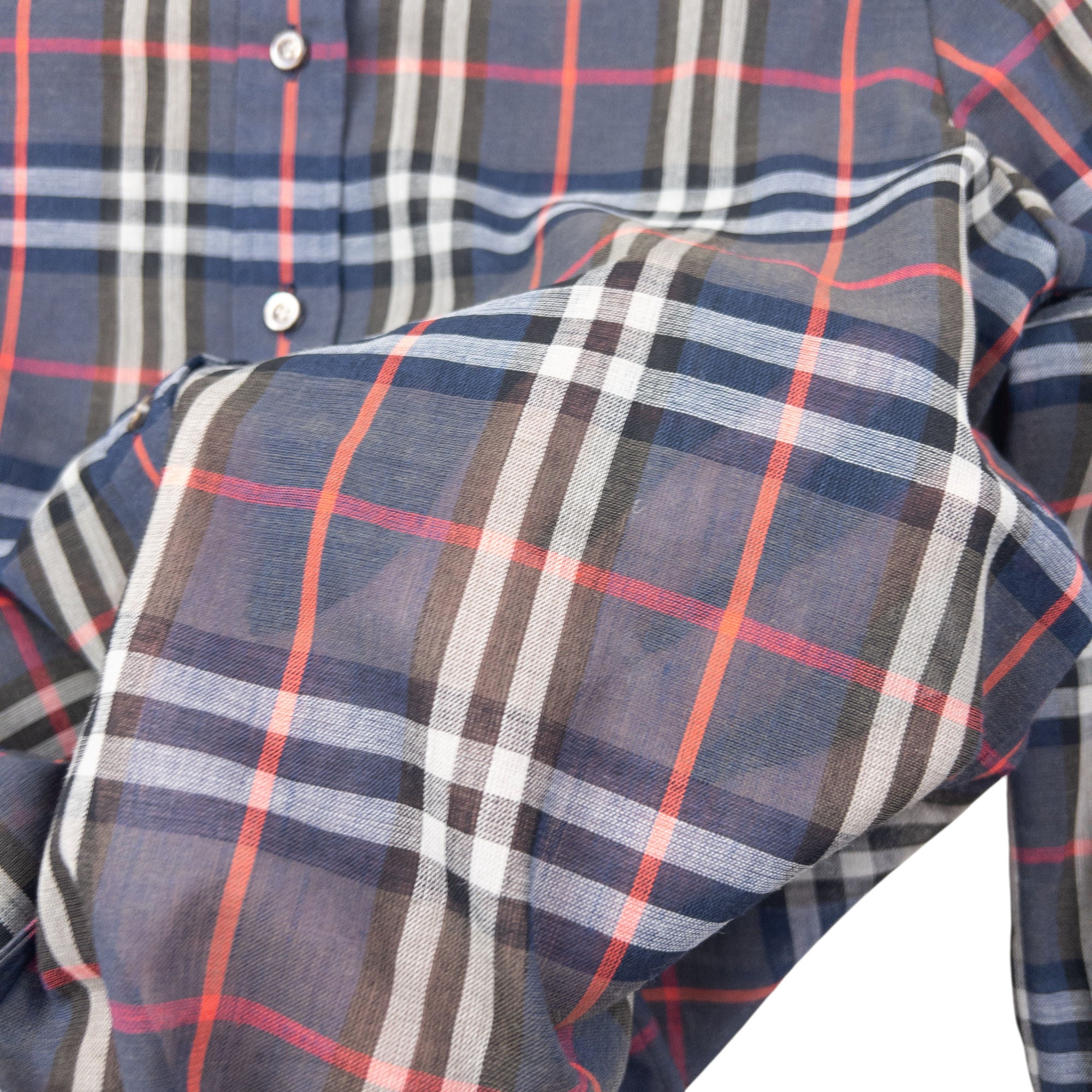 Vintage 80s Burberry Nova Check Lightweight Long Sleeve Button Up Shirt Size S