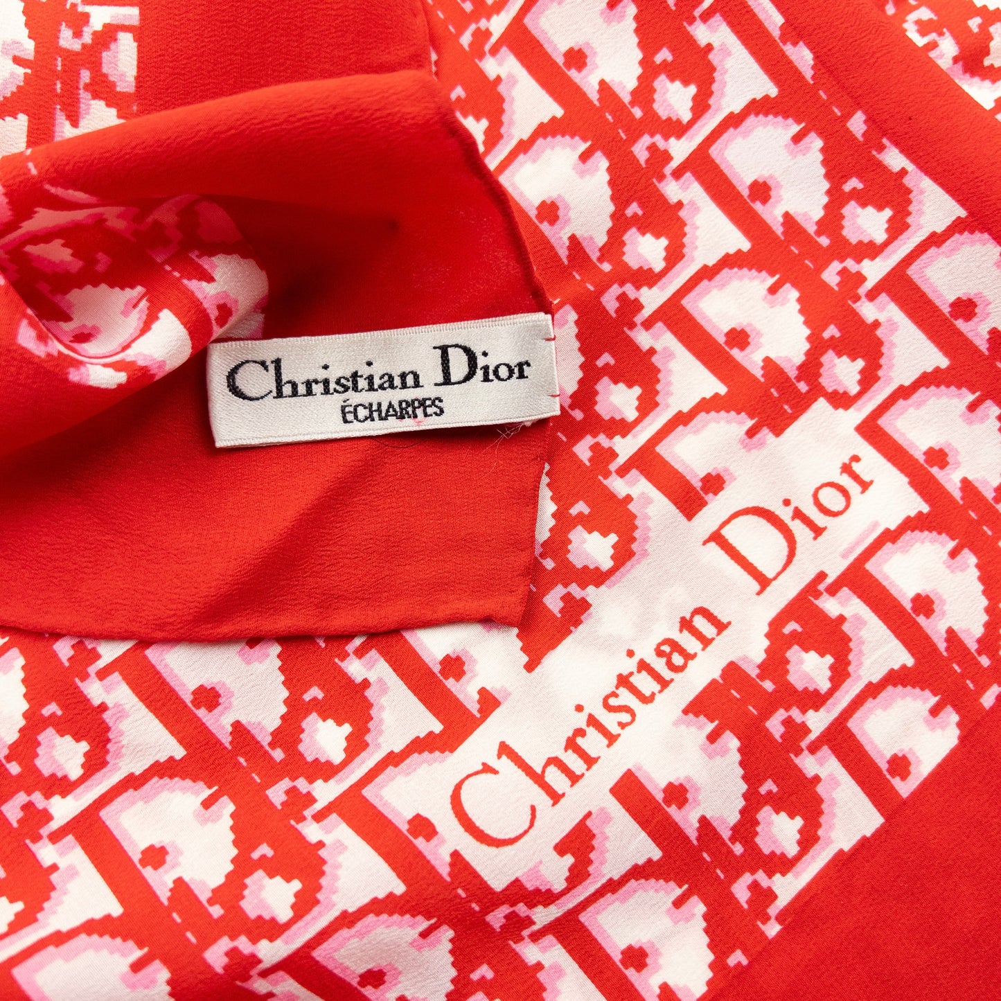 Vintage 90s Dior Monogram Pixel Silk Scarf