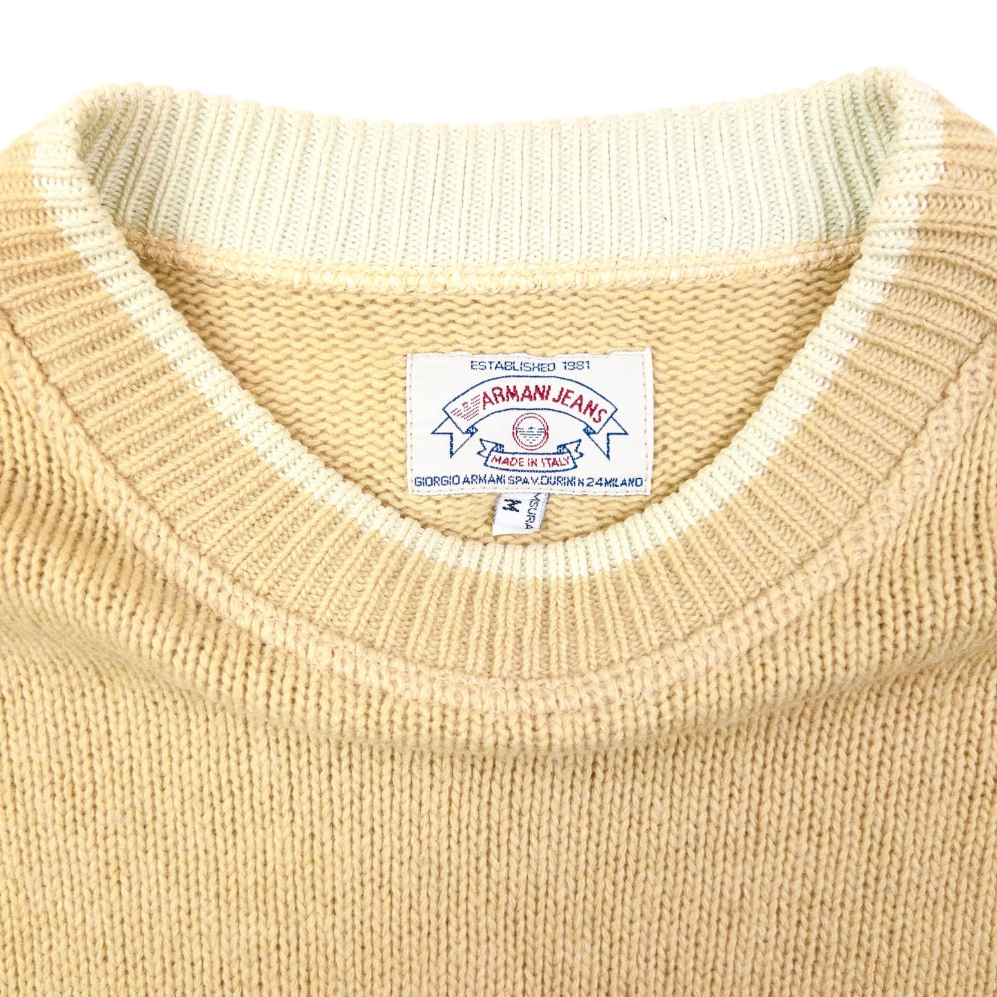 Vintage 90s Armani Jeans Ice Arsenal Wool Knit Jumper Size M