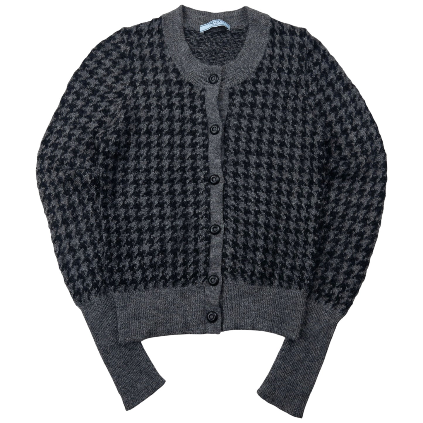 Vintage Prada Houndstooth Wool Cardigan Womens Size S