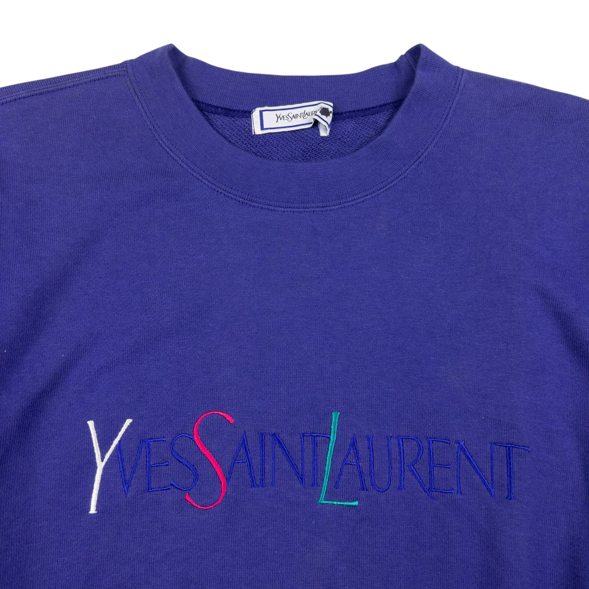 Vintage YSL Yves Saint Laurent Embroidered Sweatshirt Womens Size M