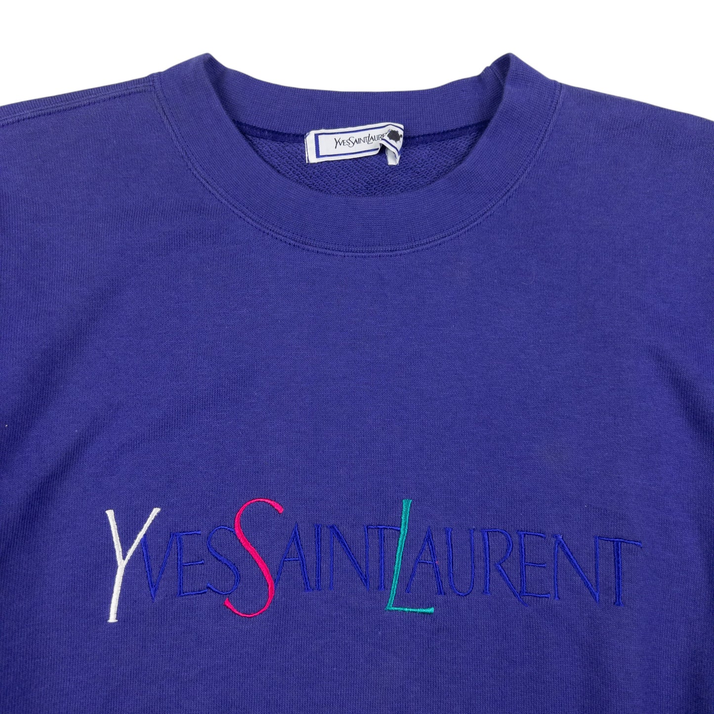 Vintage YSL Yves Saint Laurent Embroidered Sweatshirt Womens Size M