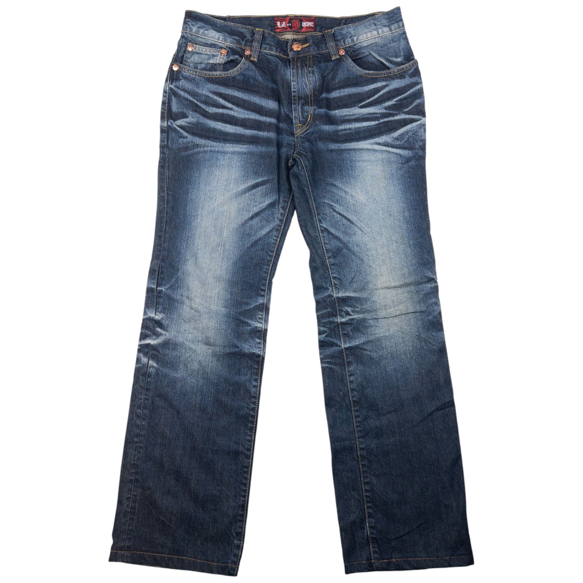 Vintage Oniarai Embroidered Monster Japanese Denim Jeans Size W34