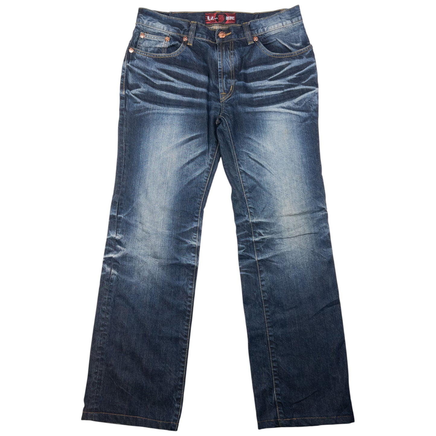 Vintage Oniarai Embroidered Monster Japanese Denim Jeans Size W34