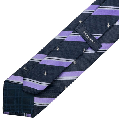 Vintage 2000s Burberry Striped Monogram Silk Tie
