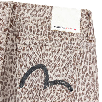 Vintage Evisu Double Gull Leopard Print Japanese Denim Jeans Size W30