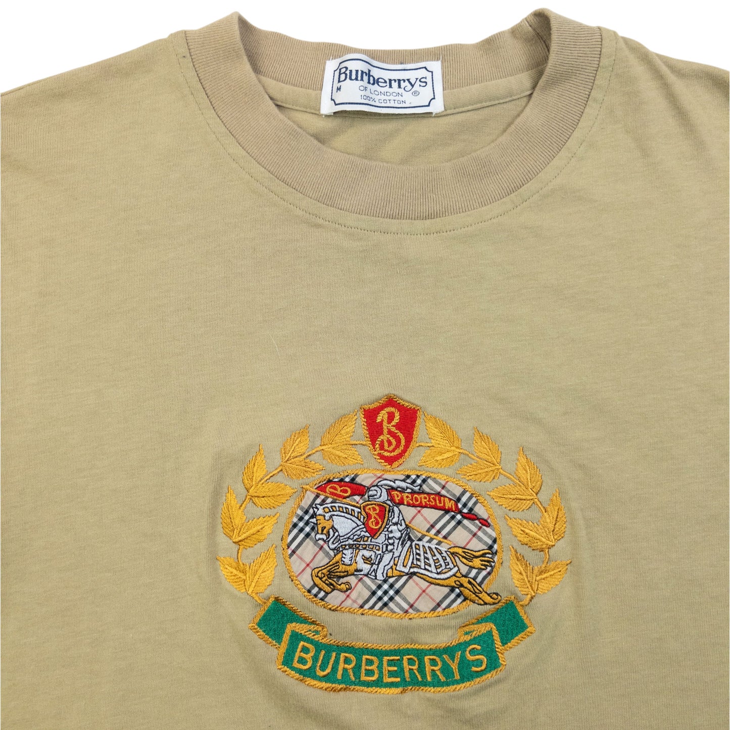 Vintage 90s Burberry Embroidered T Shirt Size S