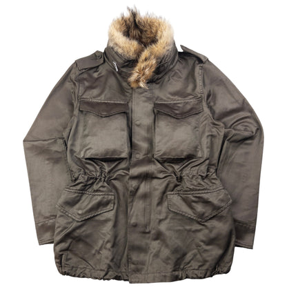 Vintage Cabane De Zucca By Issey Miyake Fur Collar Cargo Jacket Size S