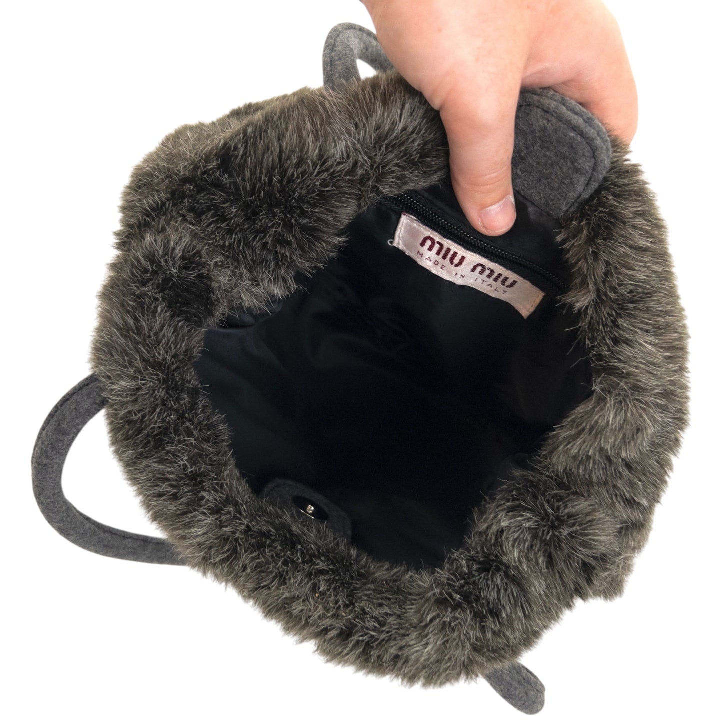 Vintage Miu Miu Fur Trim Shoulder Bag
