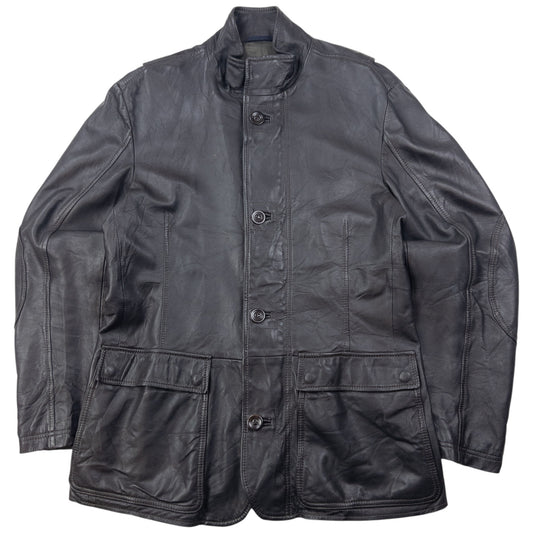 Vintage Armani Jeans Zip Up Leather Jacket Size M