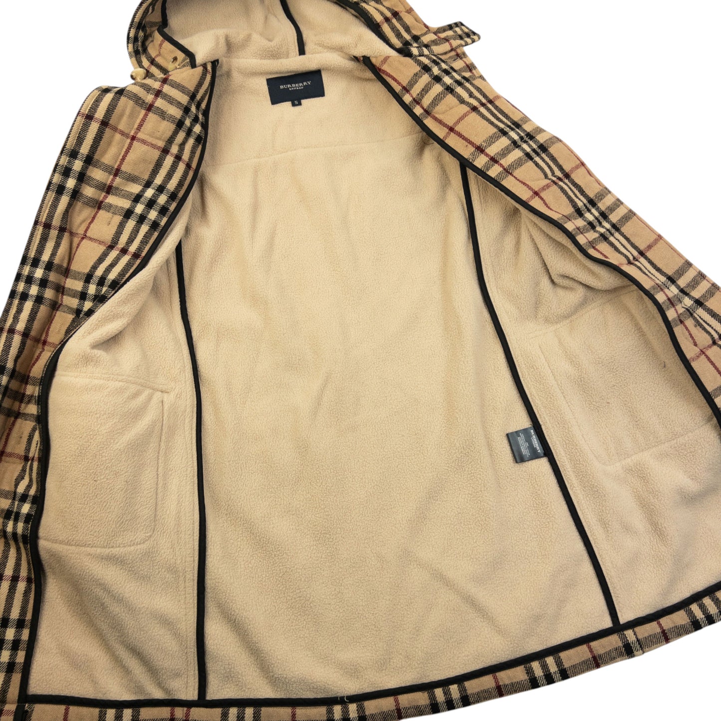 Vintage 2000s Burberry Nova Check Fleece Lined Duffle Jacket Womens Size S
