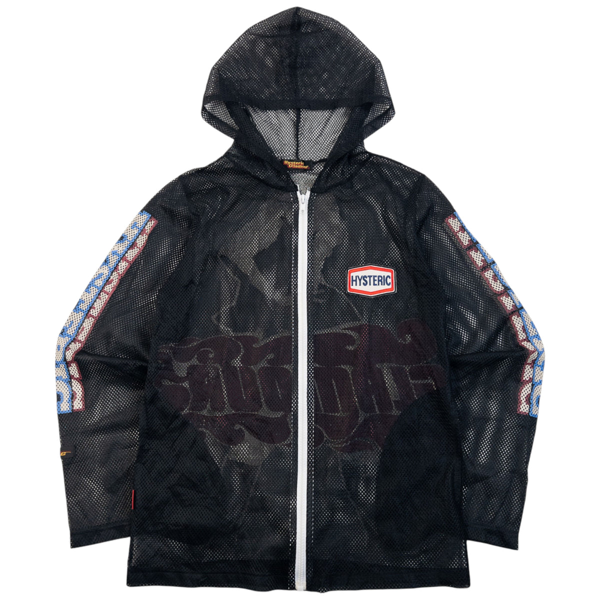 Vintage 90s Hysteric Glamour Graphic Zip Up Mesh Hoodie in black (cotton), photo 2