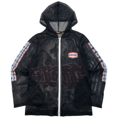 Vintage 90s Hysteric Glamour Graphic Zip Up Mesh Hoodie in black (cotton), photo 2