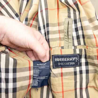 Vintage 90s Burberry Nova Check Lined Trench Jacket Size XL