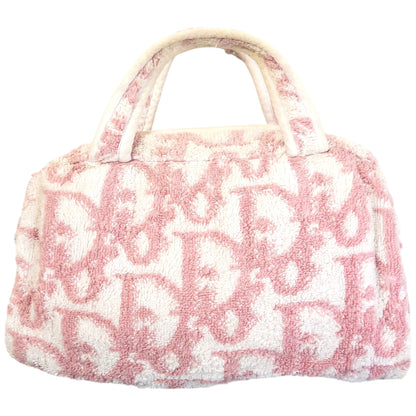 Vintage 2000s Dior Monogram Terry Cloth Handbag in pink, photo 2