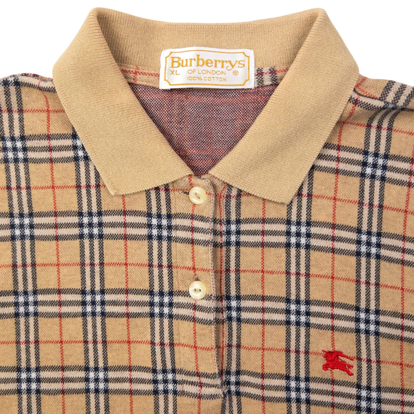 Vintage 90s Burberry Nova Check Long Sleeve Polo Shirt Womens Size S
