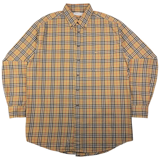 Vintage Burberry Nova Check Long Sleeve Button Up Shirt Size L