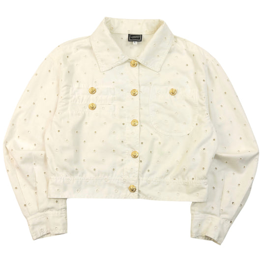 Vintage 90s Versace Jeans Couture Eyelet Pattern Jacket Womens Size L