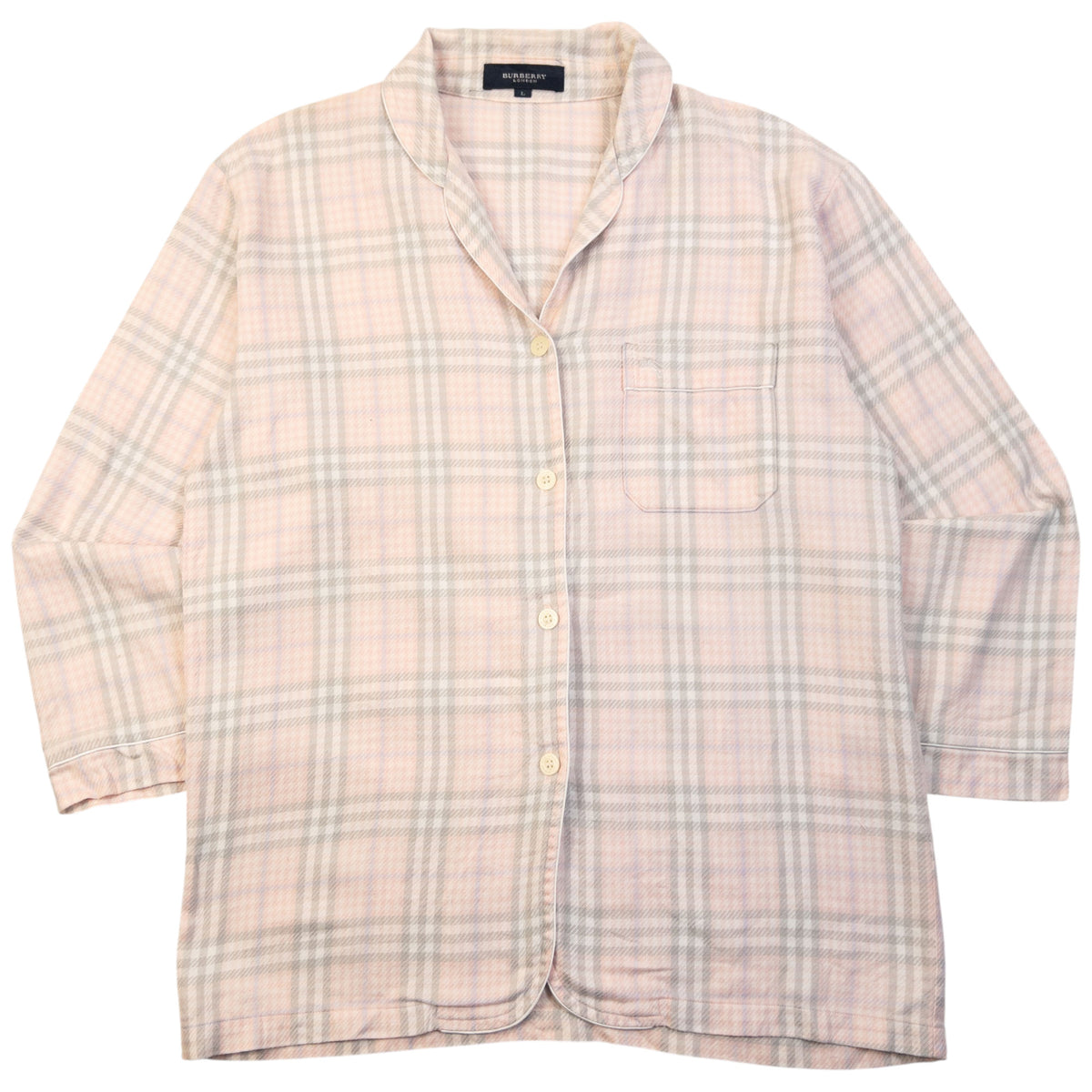 Vintage 2000s Burberry Nova Check Long Sleeve Button Up Pyjama Shirt Womens Size L