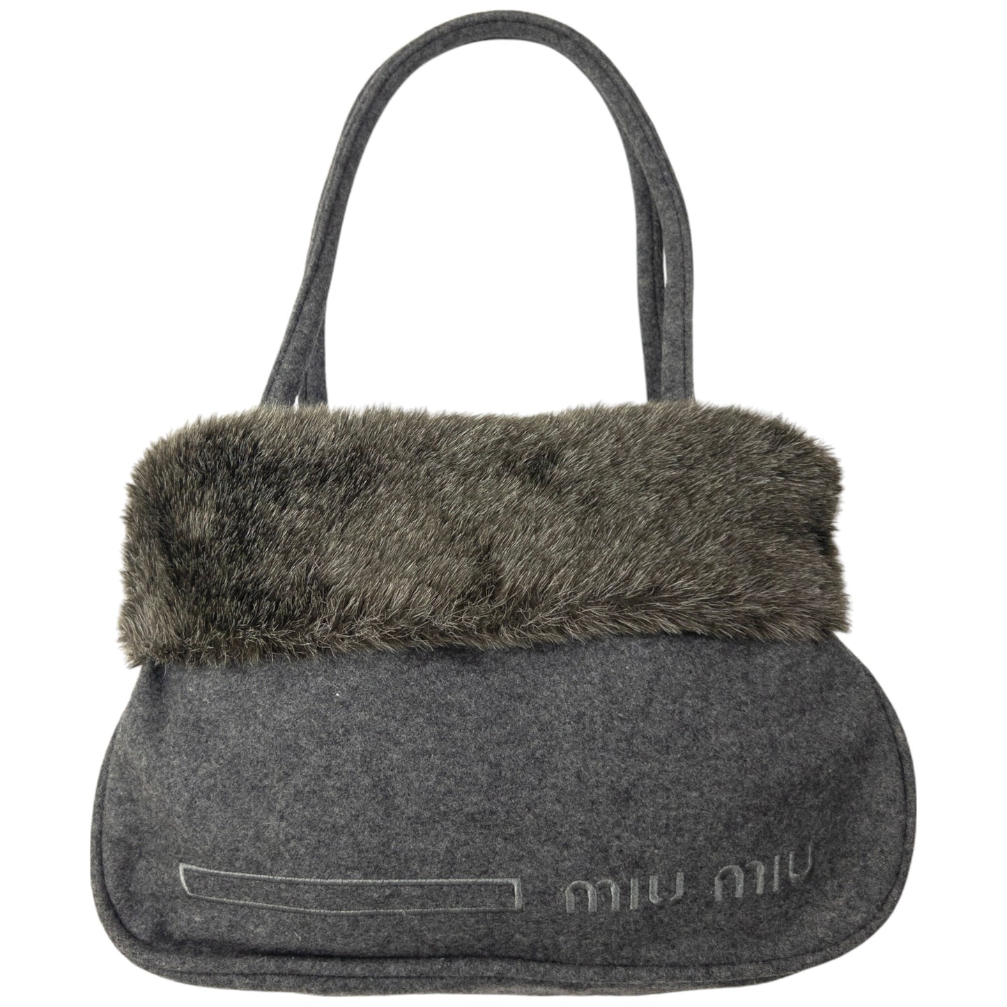 Vintage Miu Miu Fur Trim Shoulder Bag