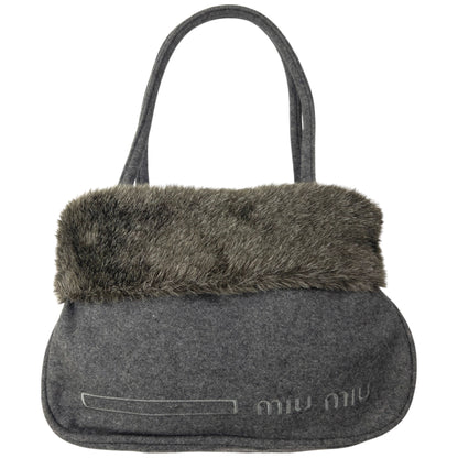 Vintage Miu Miu Fur Trim Shoulder Bag