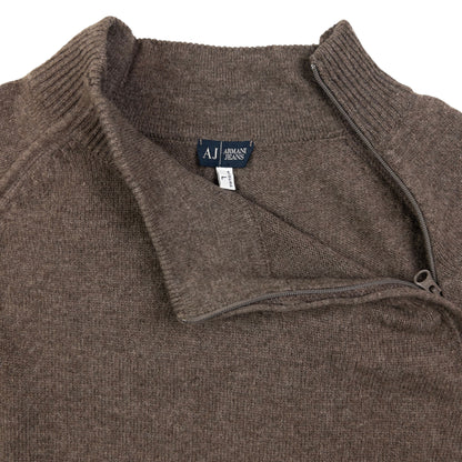 Vintage Armani Jeans Q Zip Wool Jumper Size M