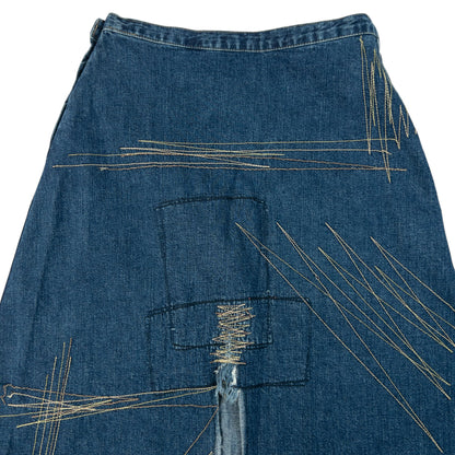 Vintage 90s Hysteric Glamour Embroidered Denim Skirt Womens Size W27