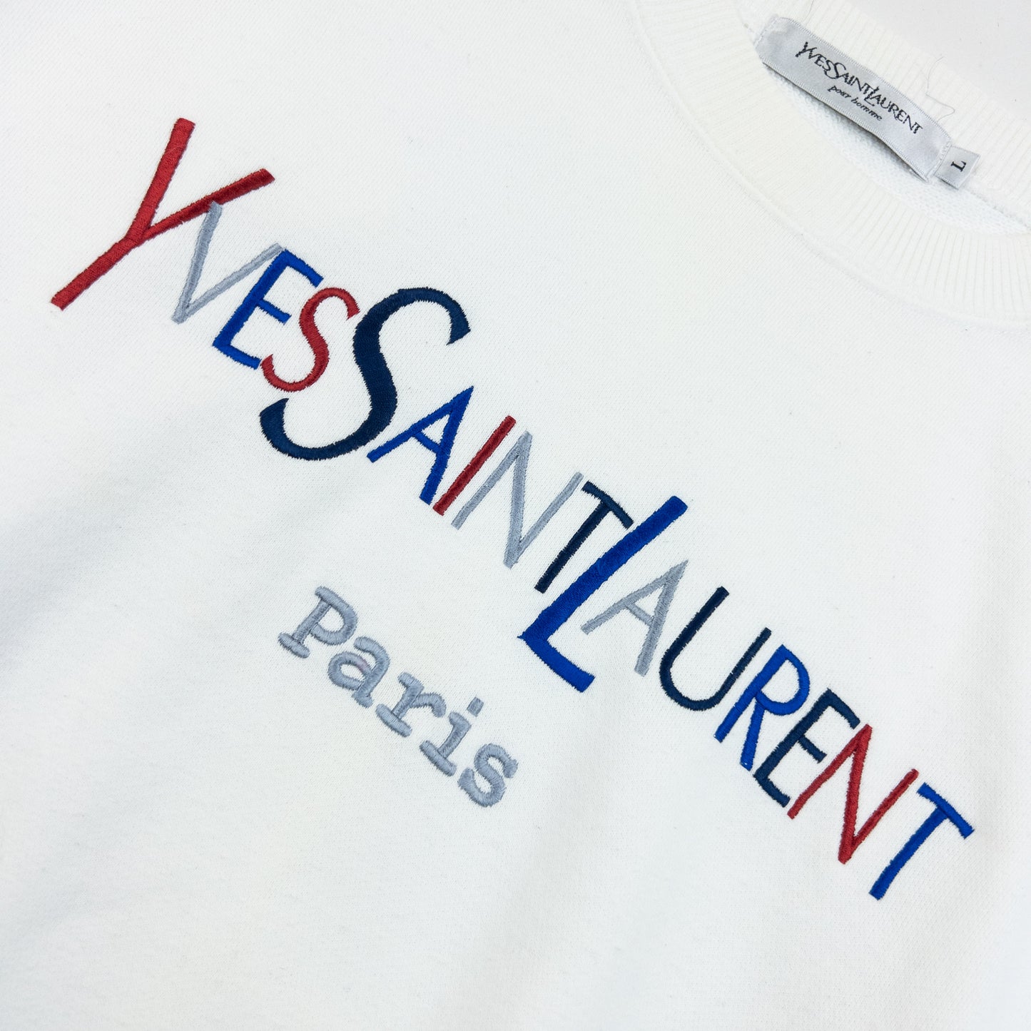 Vintage 90s YSL Yves Saint Laurent Embroidered Sweatshirt Size S