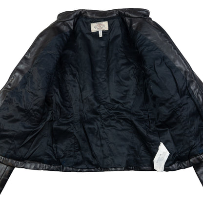 Vintage Armani Jeans Leather Biker Jacket Womens Size S