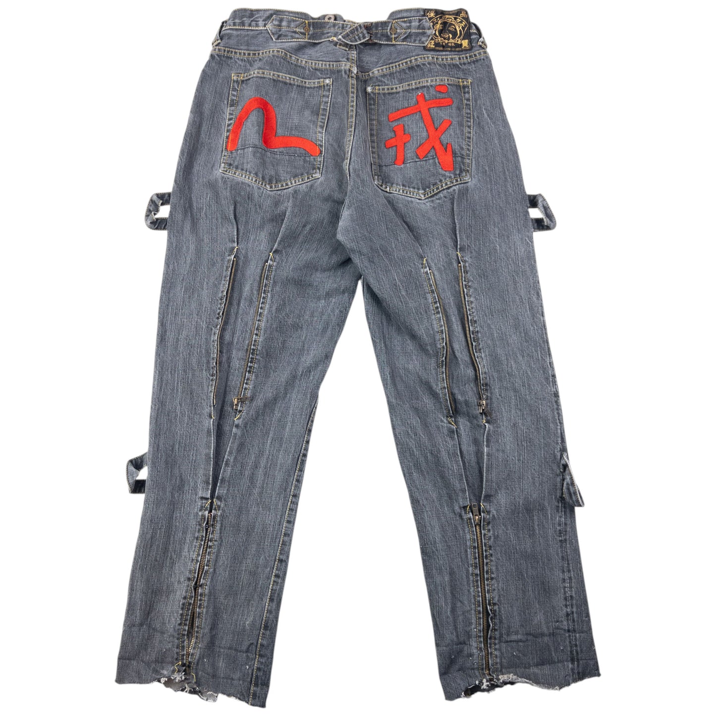 Vintage Evisu Embroidered Gull Bondage Zip Japanese Denim Jeans Size W33