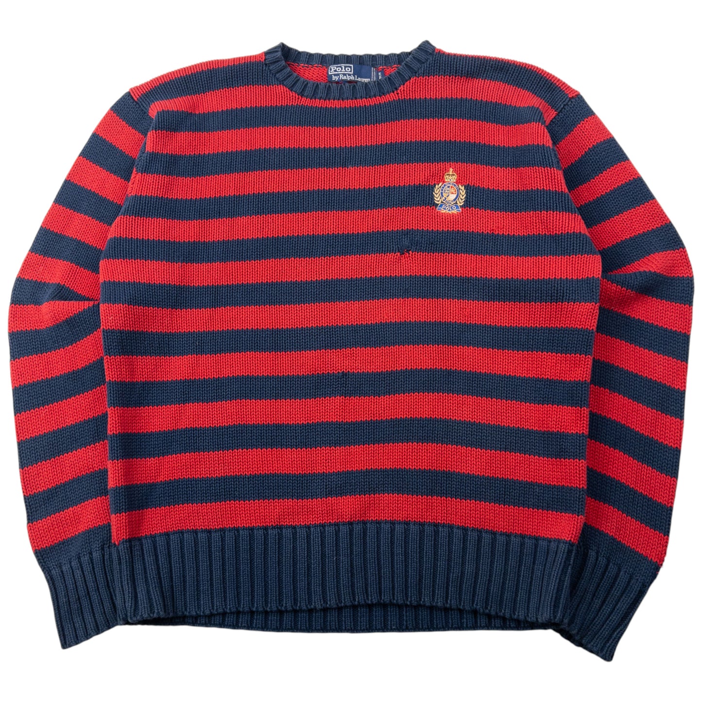Vintage 90s Polo Ralph Lauren Crest Striped Knit Jumper Size M
