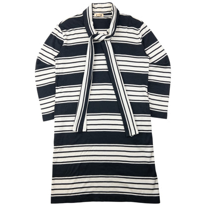 Vintage 80s Issey Miyake I.S. Striped Tie-Neck Sweater Dress Womens Size L