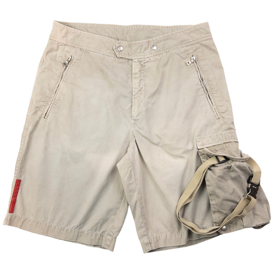 Vintage Prada Sport Zip Off Pocket Bag Cargo Shorts Size W32