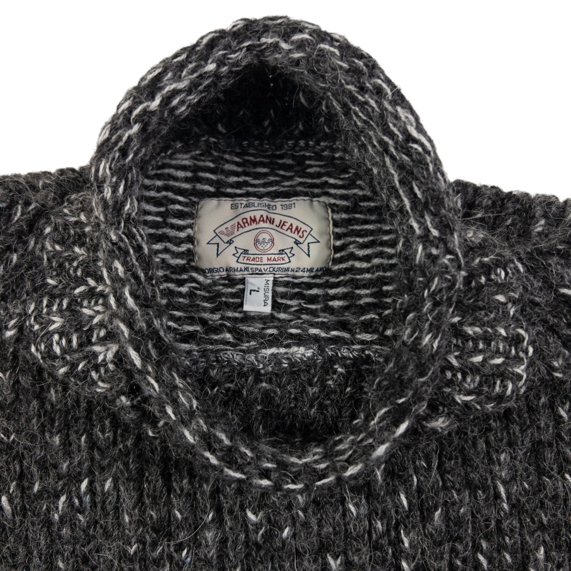 Vintage Armani Jeans Knitted Wool Turtleneck Jumper Size M