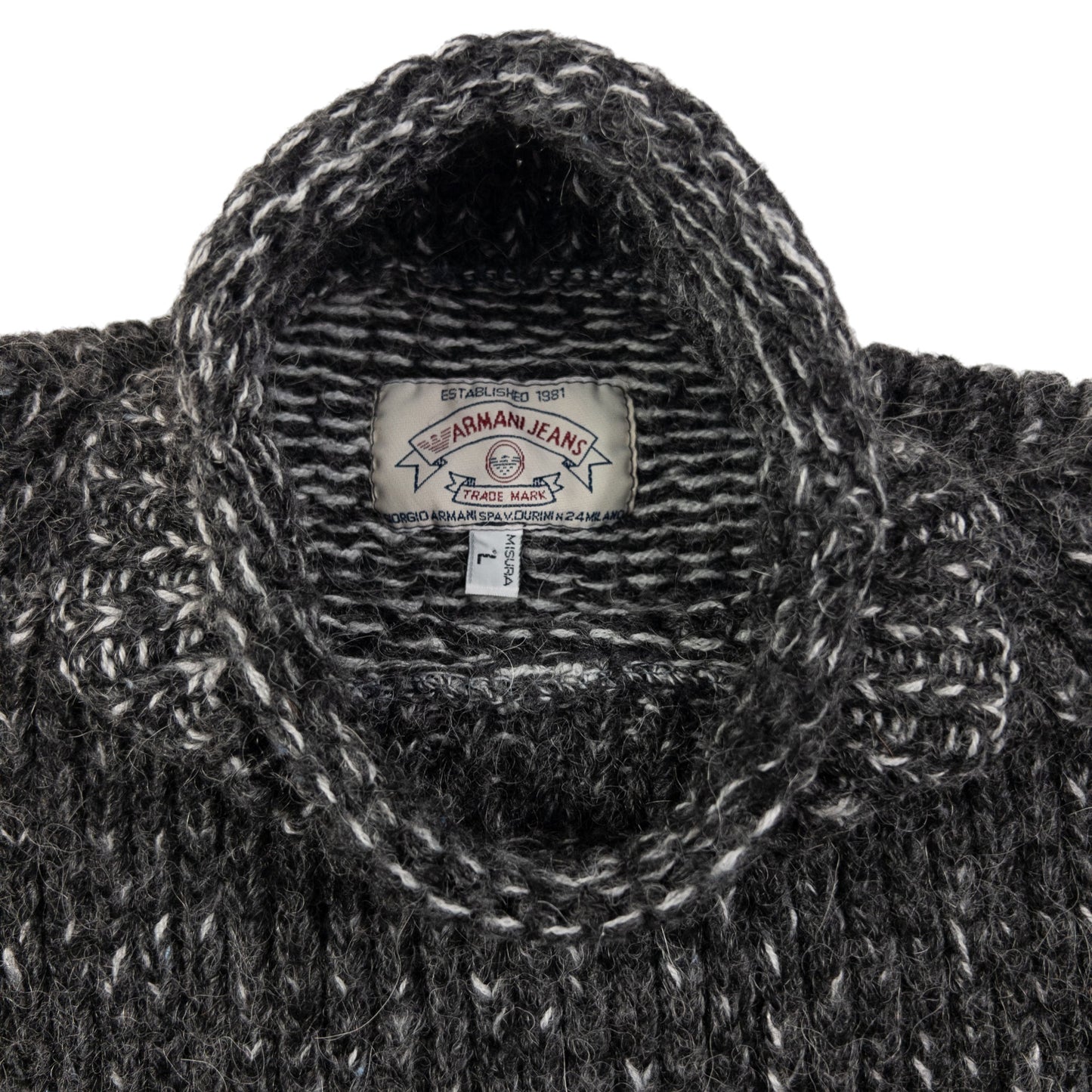 Vintage Armani Jeans Knitted Wool Turtleneck Jumper Size M