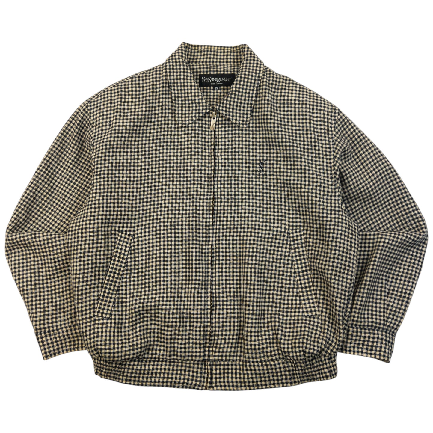 Vintage 90s YSL Yves Saint Laurent Checkered Harrington Jacket Size XS