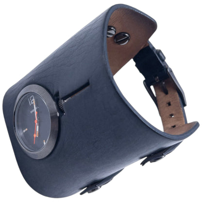 Vintage 2000s Diesel Double Buckle Leather Cuff Watch