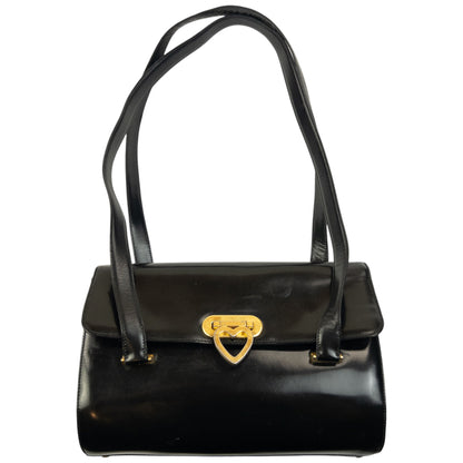Vintage 2000s Moschino Heart Clasp Leather Shoulder Bag