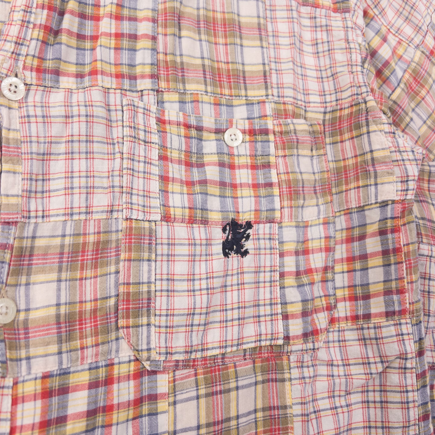 Vintage Stussy Patchwork Long Sleeve Button Up Shirt Size M