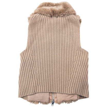 Vintage 2000s Armani Exchange Faux Fur Ribbed Knit Gilet Womens Size XS