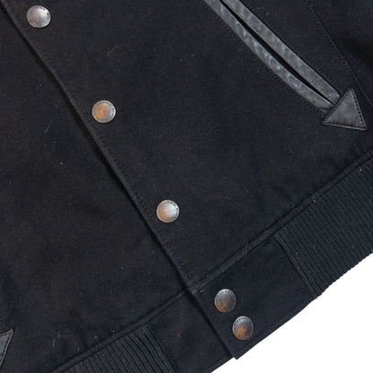 Vintage 2000s Burberry Black Label Leather Sleeve Wool Jacket, photo 5
