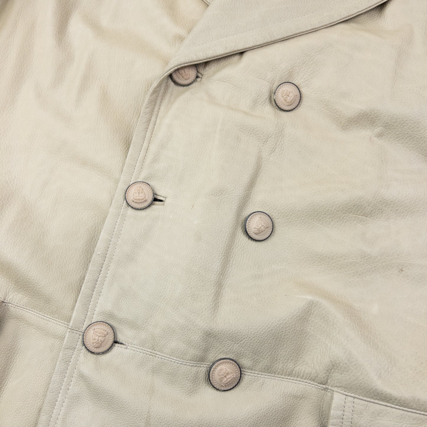 Vintage 90s Versace Istante Button Up Leather Jacket Size XL