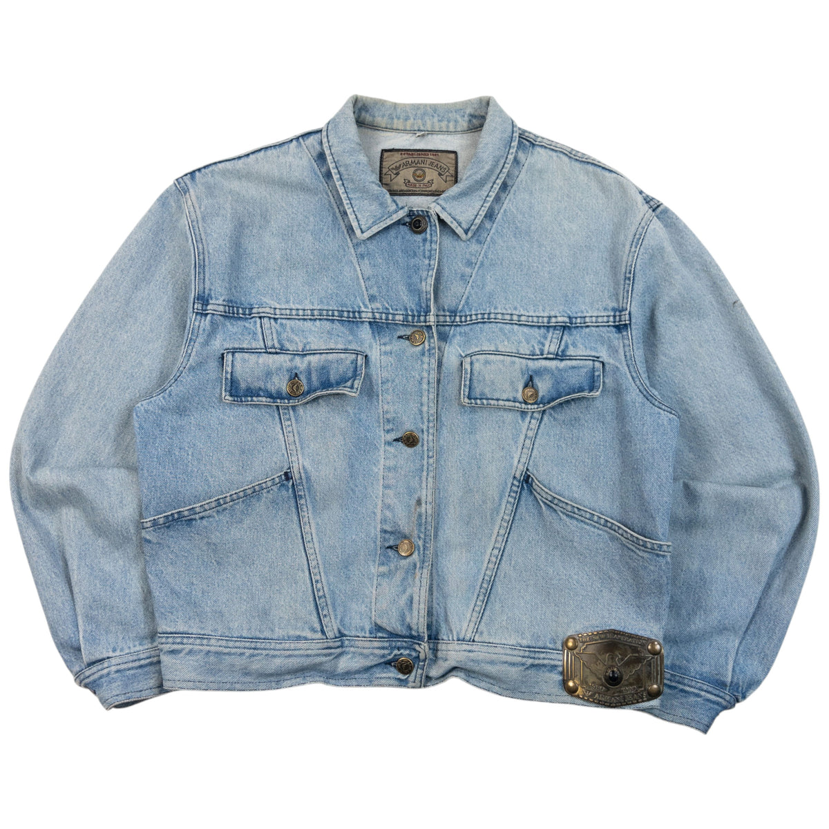 Vintage 90s Armani Jeans Button Up Denim Jacket Womens Size M