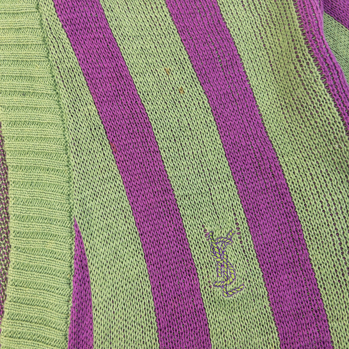 Vintage 80s YSL Yves Saint Laurent Striped Knit Cardigan Size XL