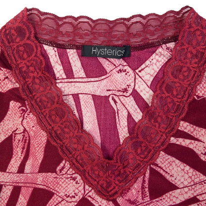 Vintage 90s Hysteric Glamour Bone Print Long Sleeve Top Womens Size S