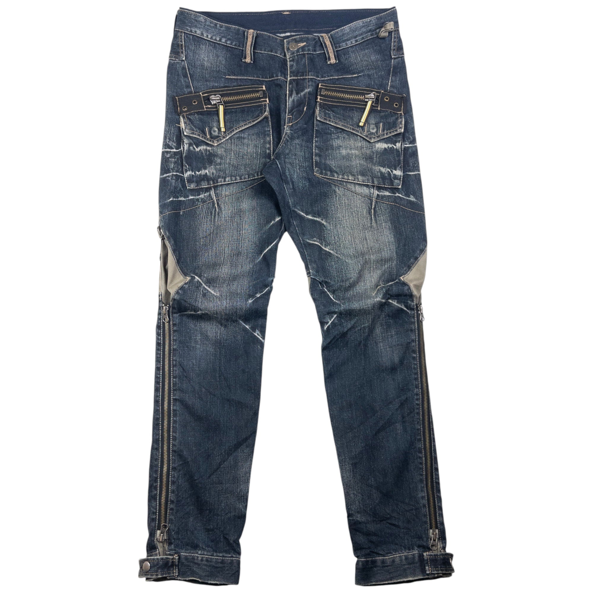 Vintage PPFM Multi Zip Denim Jeans Size W33