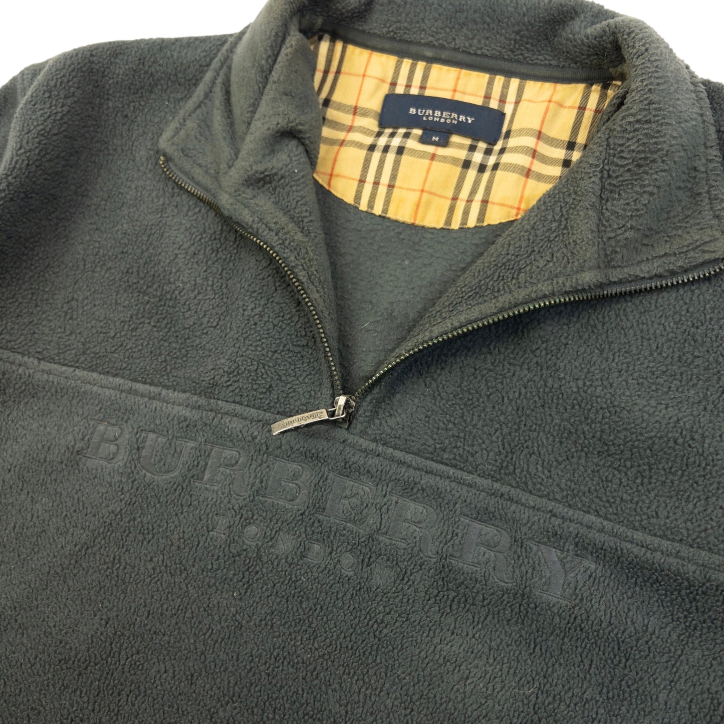 Vintage 2000s Burberry Q Zip Fleece Sweatshirt Size M
