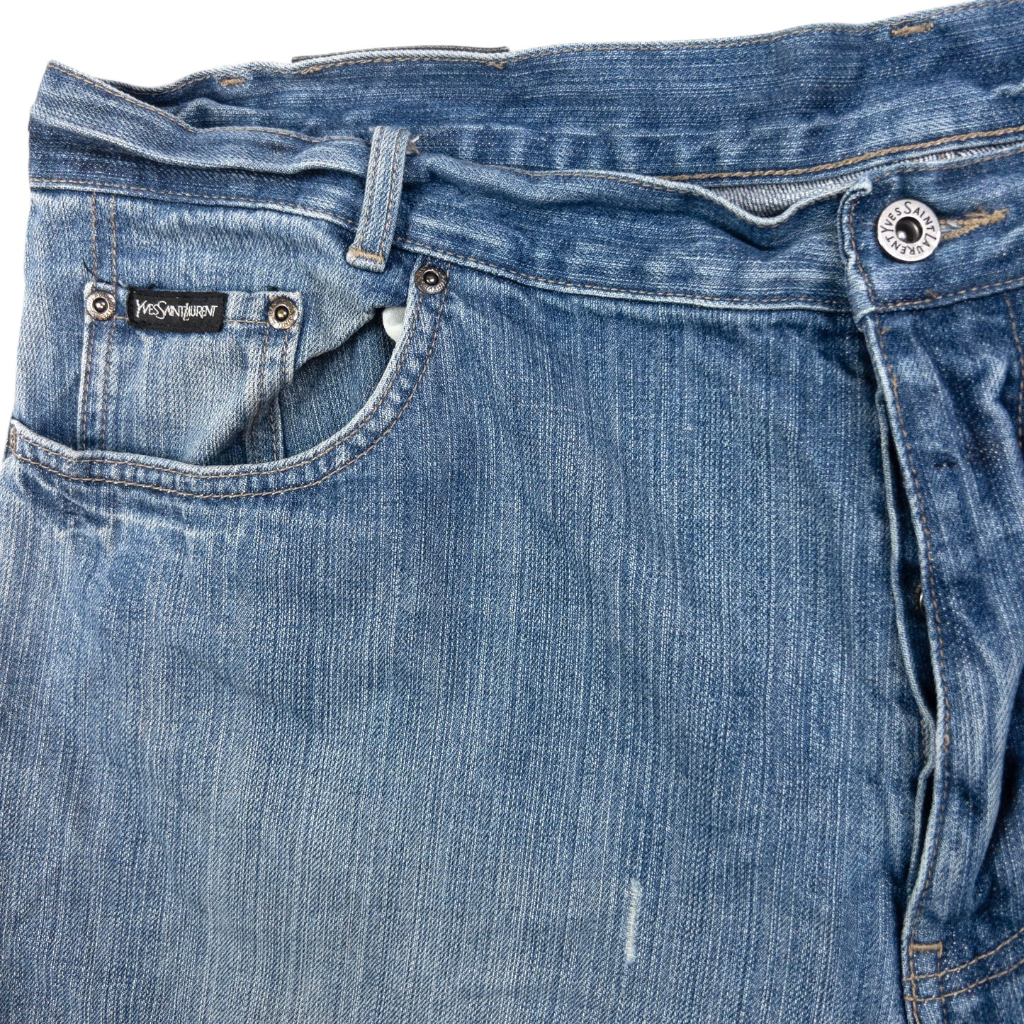 Vintage YSL Yves Saint Laurent Embroidered Denim Jeans Size W39