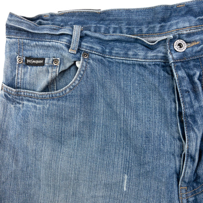 Vintage YSL Yves Saint Laurent Embroidered Denim Jeans Size W39