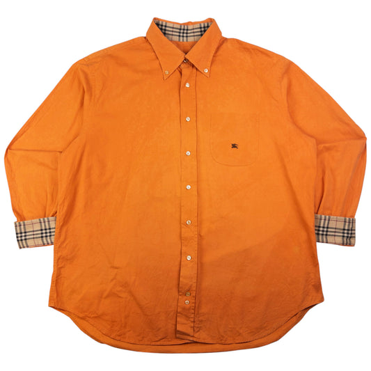 Vintage Burberry Nova Check Cuff Long Sleeve Button Up Shirt Size XL